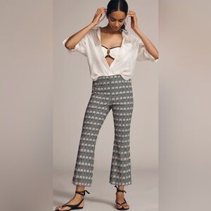 Maeve Anthropologie The Margot Kick-Flare Cropped Trousers Floral Houndstooth
